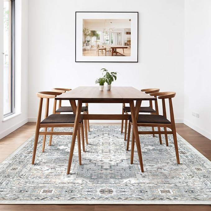 Area Rug 8×10 Washable Rugs for Bedroom, Vintage Floral Rug Soft Non Slip Stain - Image 3