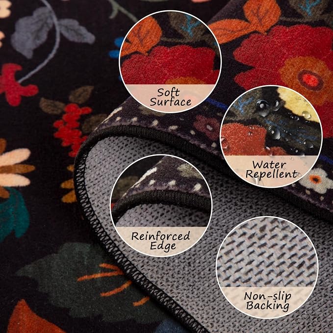 RELEANY Floral 8x10 Area Rugs Washable Print Boho Cute Carpet Non Slip Flower - Image 3