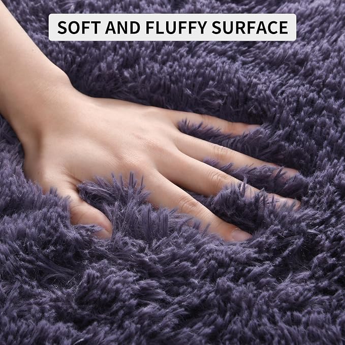 Tepook 5x8 Area Rugs for Living Room, Soft Fluffy Shag Gray Purple Rug for - Image 6