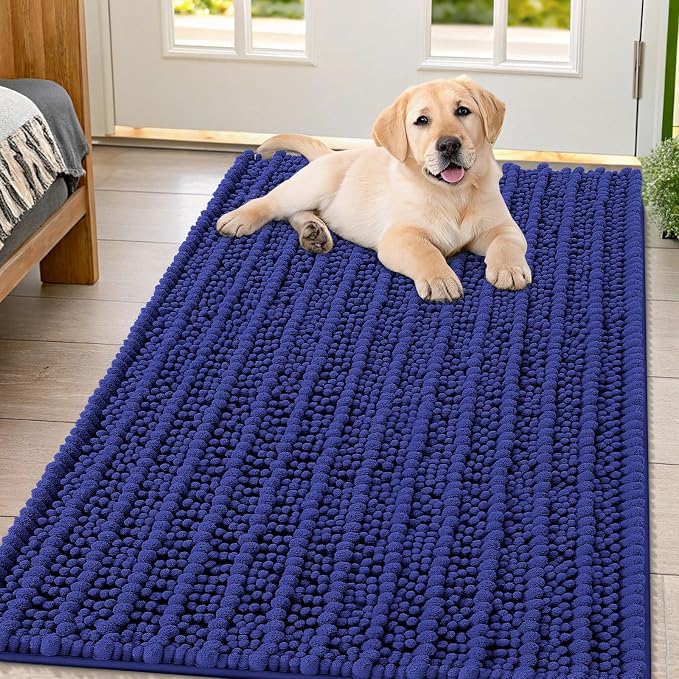 Smiry Dog Door Mat for Muddy Paws 47x32, Absorbent Dirt Trapper, Non-Slip by Smiry