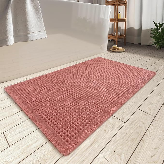 AMOAMI Upgraded Waffle Bath Mat, Super Absorbent Non Slip Bath Mats by AMOAMI