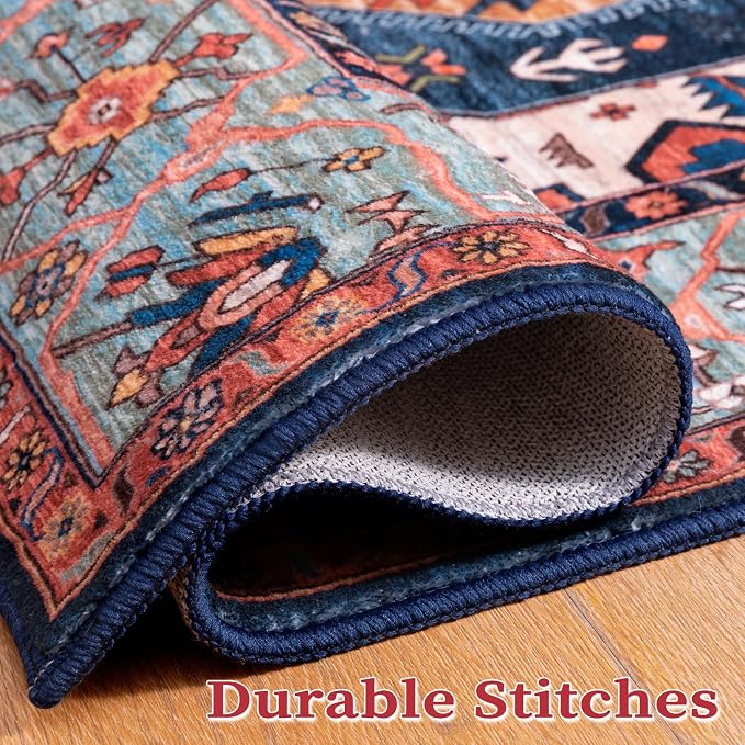SERISSA Washable Rugs 9x12 Area Rugs, Large Non-Slip Boho Living Room Rust Rug - Image 9
