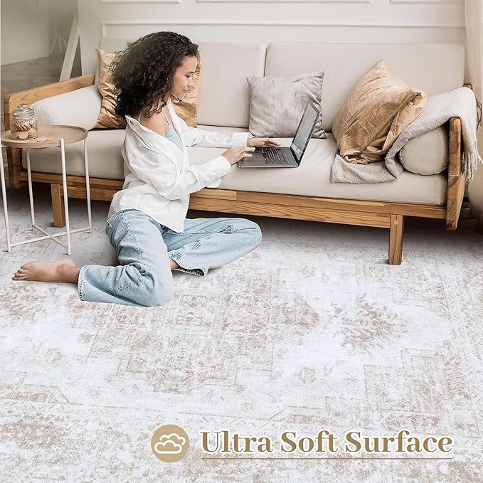XLUEZ Area Rug 10x12 Living Room Rug, Machine Washable Vintage Distressed - Image 4