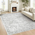 5x7 Area Rugs for Living Room: Washable Vintage Floral Rug Low Pile Non-Slip by LOSBULAKE