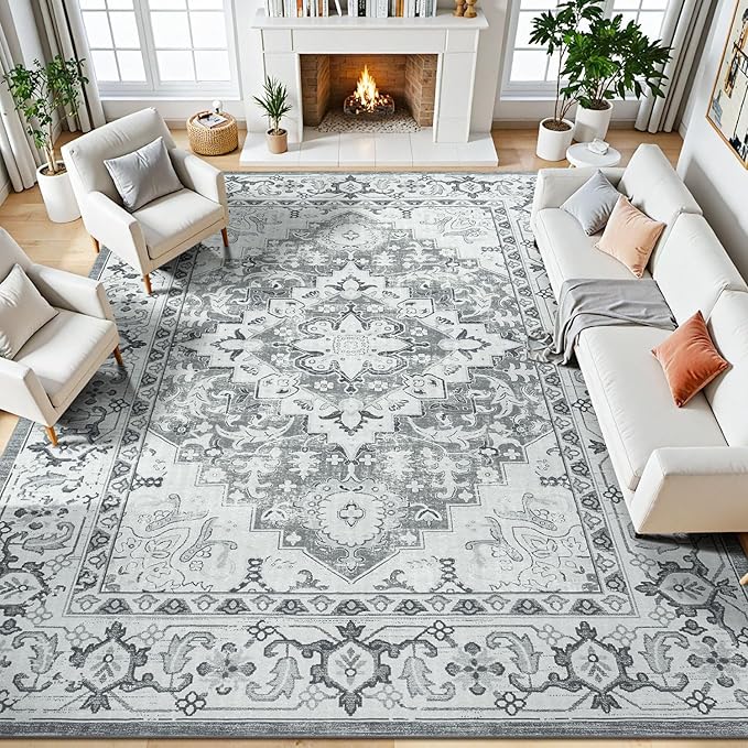 Lessymo Area Rugs 9x12 Living Room- Large Area Rug Machine Washable Area Rug by Lessymo