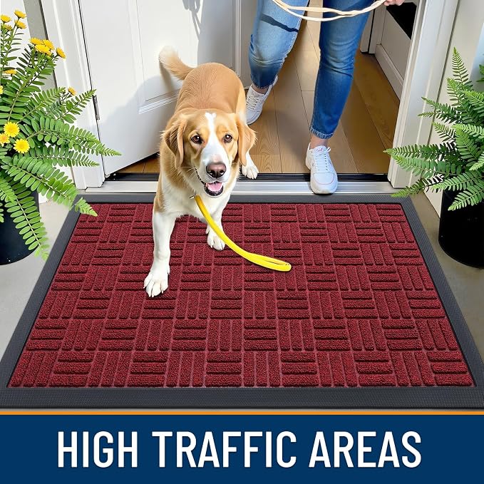 OLANLY Front Door Mat Outside Entrance 59x34, Heavy Duty Sturdy Natural Rubber - Image 5