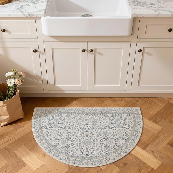 jinchan Zenith Blue Floral Area Rug - Image 3