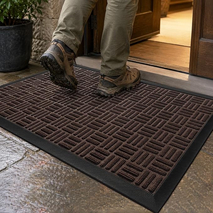 Mibao Front Door Mat Outdoor Entrance, Waterproof Dirt Trapper Doormat by Mibao