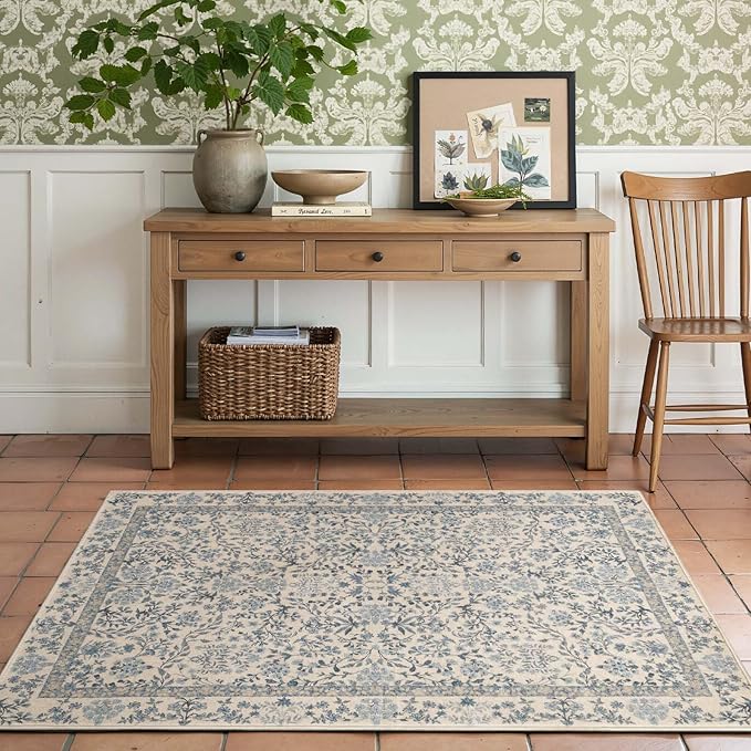 jinchan Zenith Floral 3x5 Area Rug Machine Washable Soft Low-Pile Non-Slip - Image 3