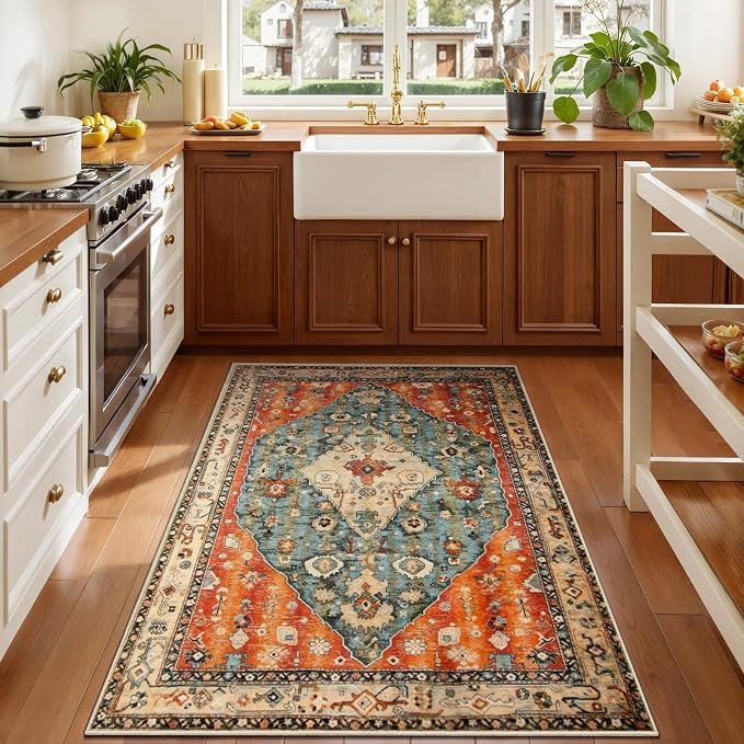 SERISSA Boho Area Rug for Entryway, 3x4 | Washable, Ultra Soft Print Distressed - Image 2