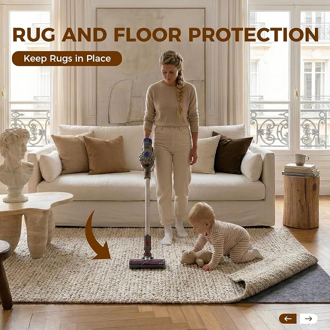 Rug Pad 8 x 10 Ft Non-Slip, Felt and Natural Rubber Backing, 1/4" Thick - Image 2