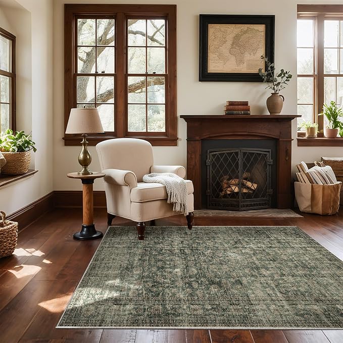 Machine Washable Throw Rugs for Entryway: Door Mat Indoor Entrance 4x6 Rug Boho by palohom