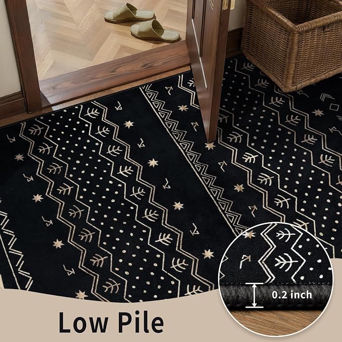 SERISSA Hallway Runner Rug, 2x10 Washable Non-Slip Black Gold Grad Runners - Image 8