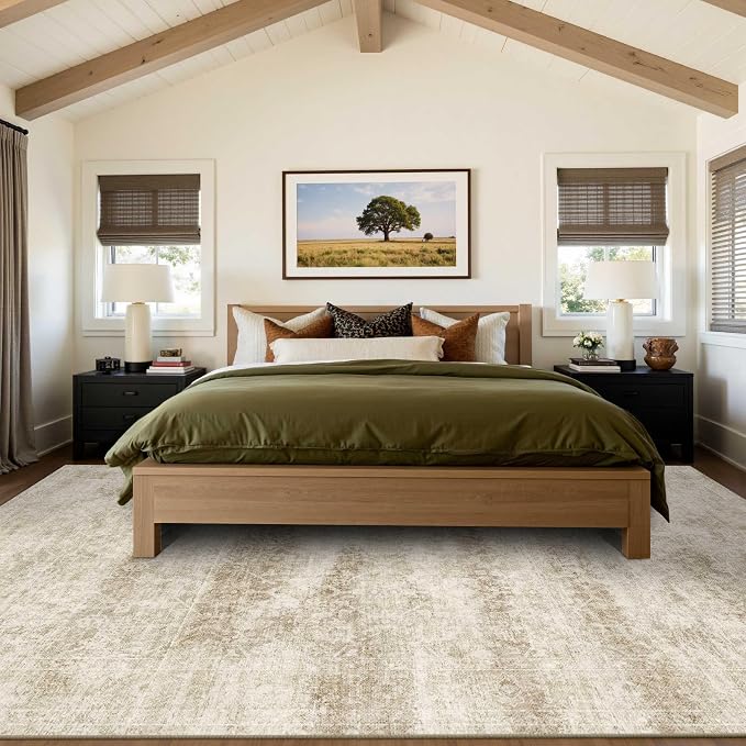 Latte&Fog 6x9 Area Rugs for Living Room, Large Vintage Beige Washable Rug - Image 4