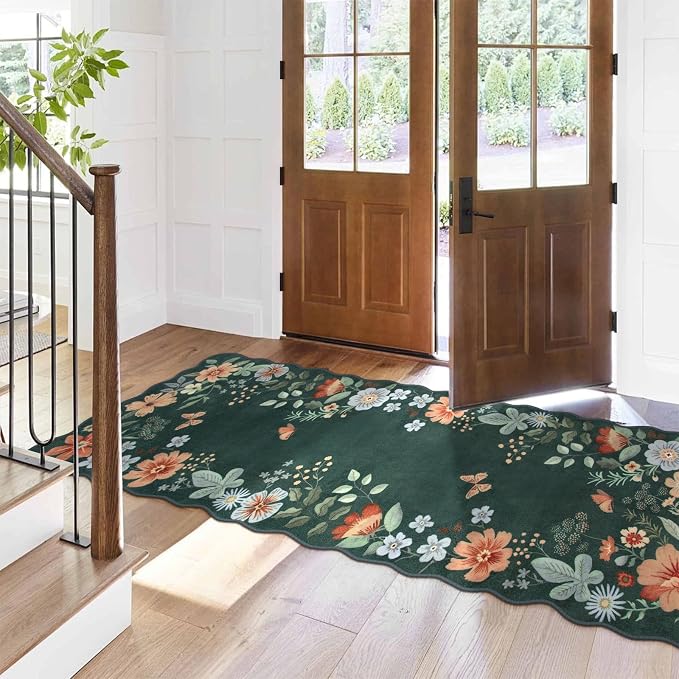 Lahome Floral Hallway Runner, 2X6 Washable Runner Rug Non-Slip, Ultra-Thin Soft - Image 2