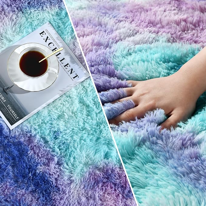 Deerhoo Large Shag Area Rugs 5 x 8, Tie-Dyed Plush Fuzzy Rugs - Image 3