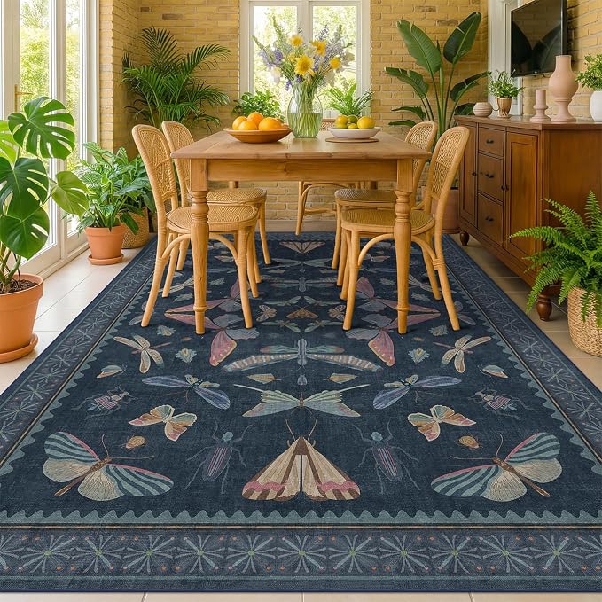 Washable 7x9 Large Area Rug for Living Room, Vintage Farmhouse Carpet for - Image 3