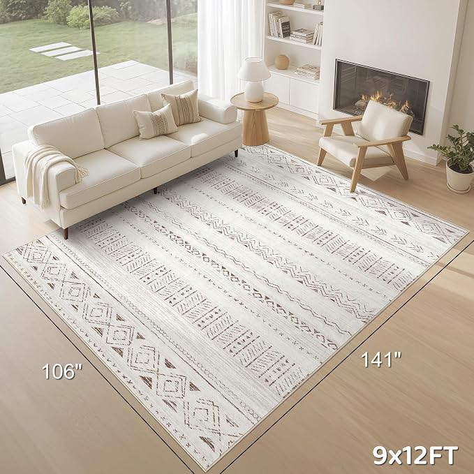 cotiled 9x12 Area Rugs Living Room Rug: Washable Boho Rugs - Image 2