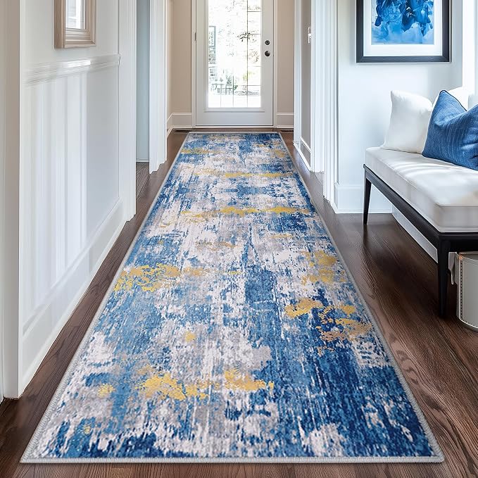 RELEANY Washable Area Rugs 2'x6' Non-Slip Modern Abstract Soft - Image 5
