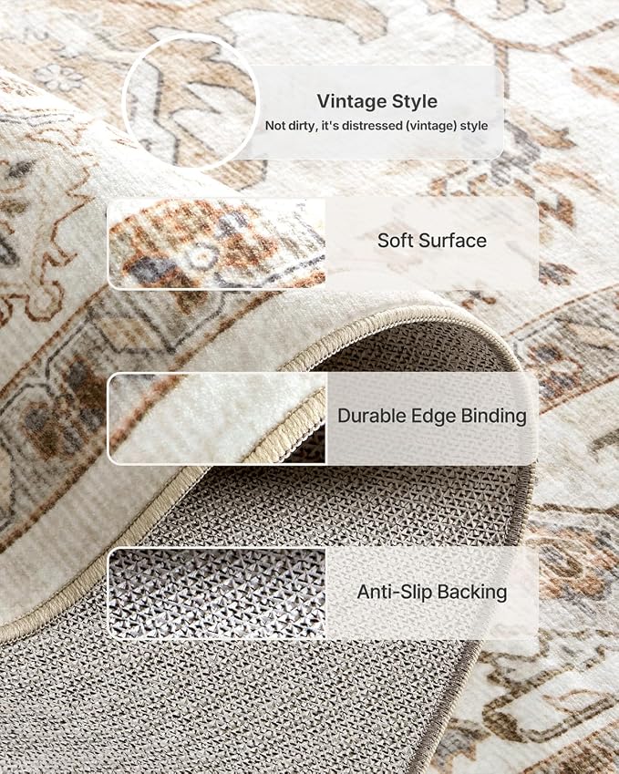Amada 8x10 Area Rugs, Low-Profile Large Washable Area Rug - Image 5