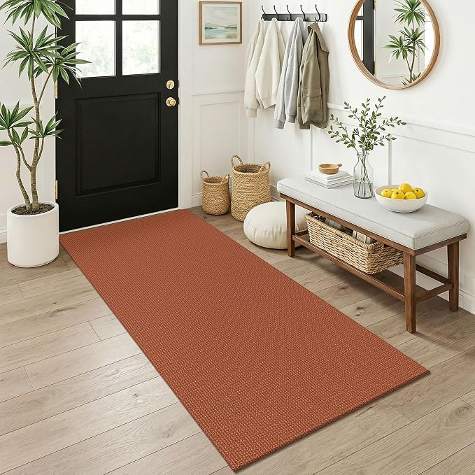 KOZYFLY Orange 3x6 Washable Runner Rug, Non Slip Wide Runners by KOZYFLY