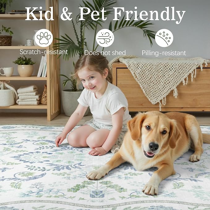 DCX Green and Blue 6x9 Rug, Kid & Pet Friendly - Image 6