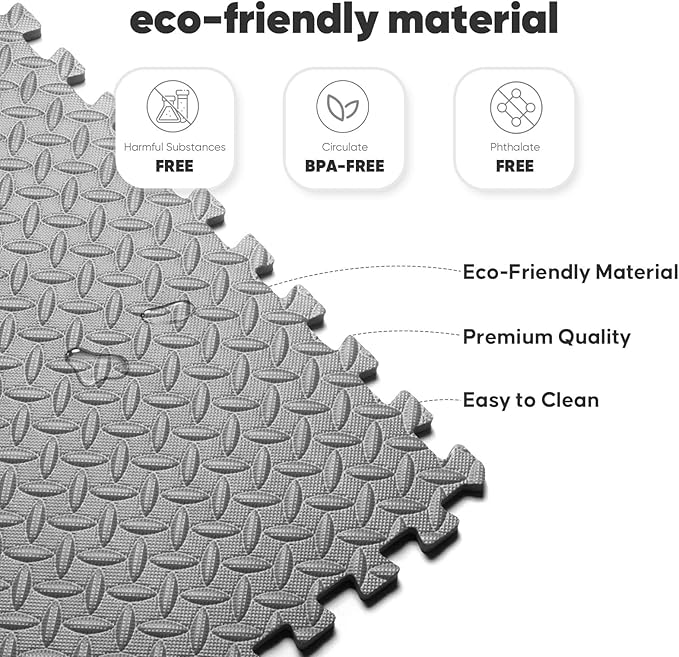 Home Gym Mat, Puzzle Exercise Mat, EVA Interlocking Foam Floor Tiles - Image 4