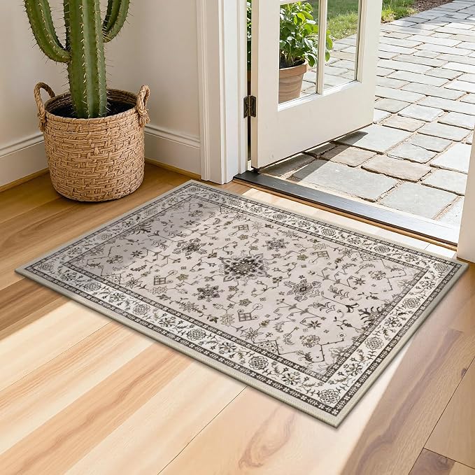 HEBE Washable Aera Rug 2'x 3' Non Slip Door Mat Indoor Entrance, Low Pile - Image 9