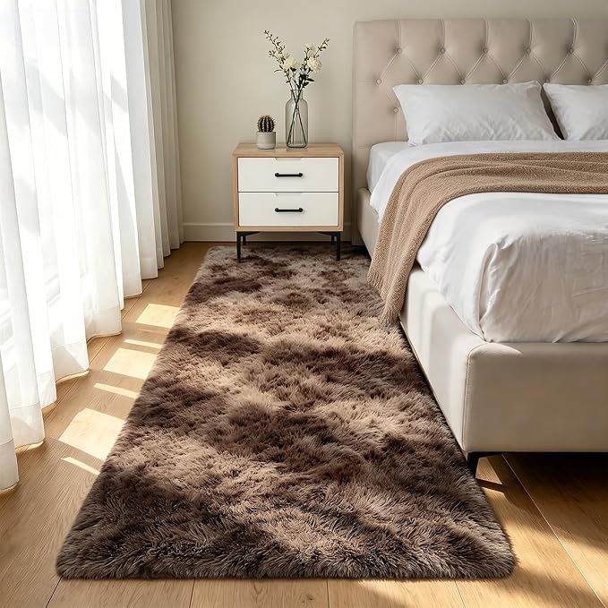 Shag Runner Rug for Bedroom Living Room 3x7 Upgrade Non-Slip Fluffy Soft by Boshengya