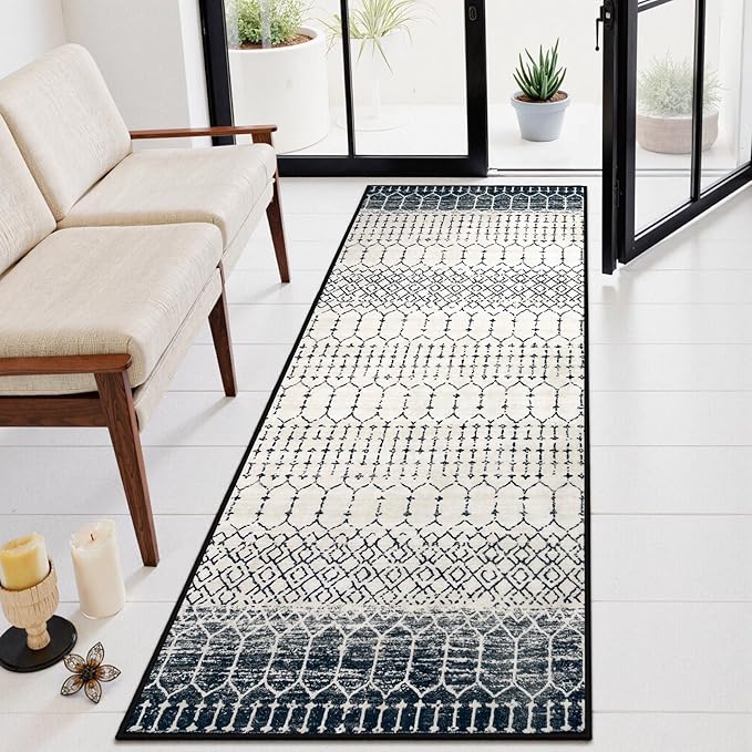 Lahome Moroccan Washable Runner Rug 2x6, Ultra-Thin Geometric Print Distressed by Lahome