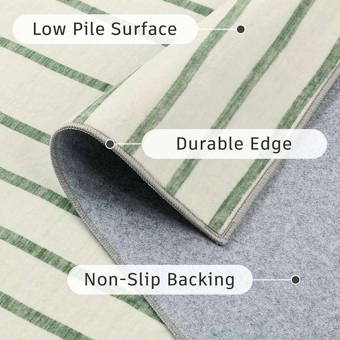 DCX Abstract Machine Washable 3x5 Rug, Sage Green Modern Accent Rug - Image 7