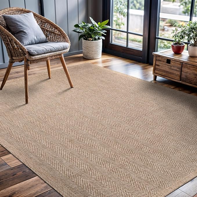 CAMILSON Easy Jute Rug 6x9, Indoor Outdoor Natural Color Fiber Area Rugs - Image 8