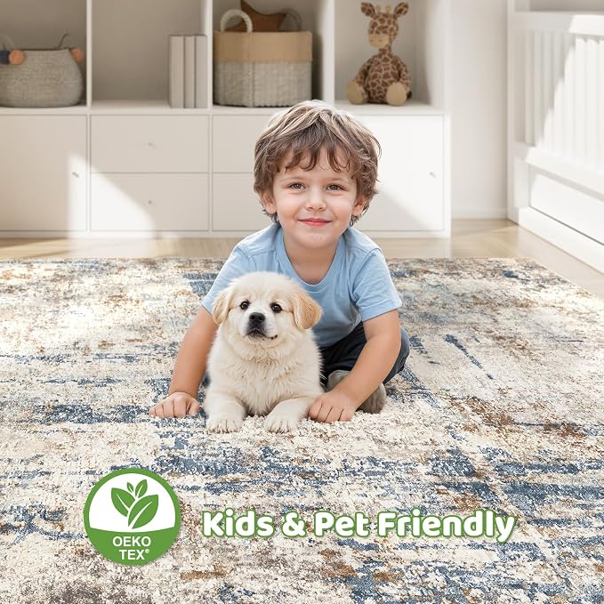 4x6 Rug Washable Area Rugs: Abstract Modern Soft Stain Resistant Indoor Floor - Image 7