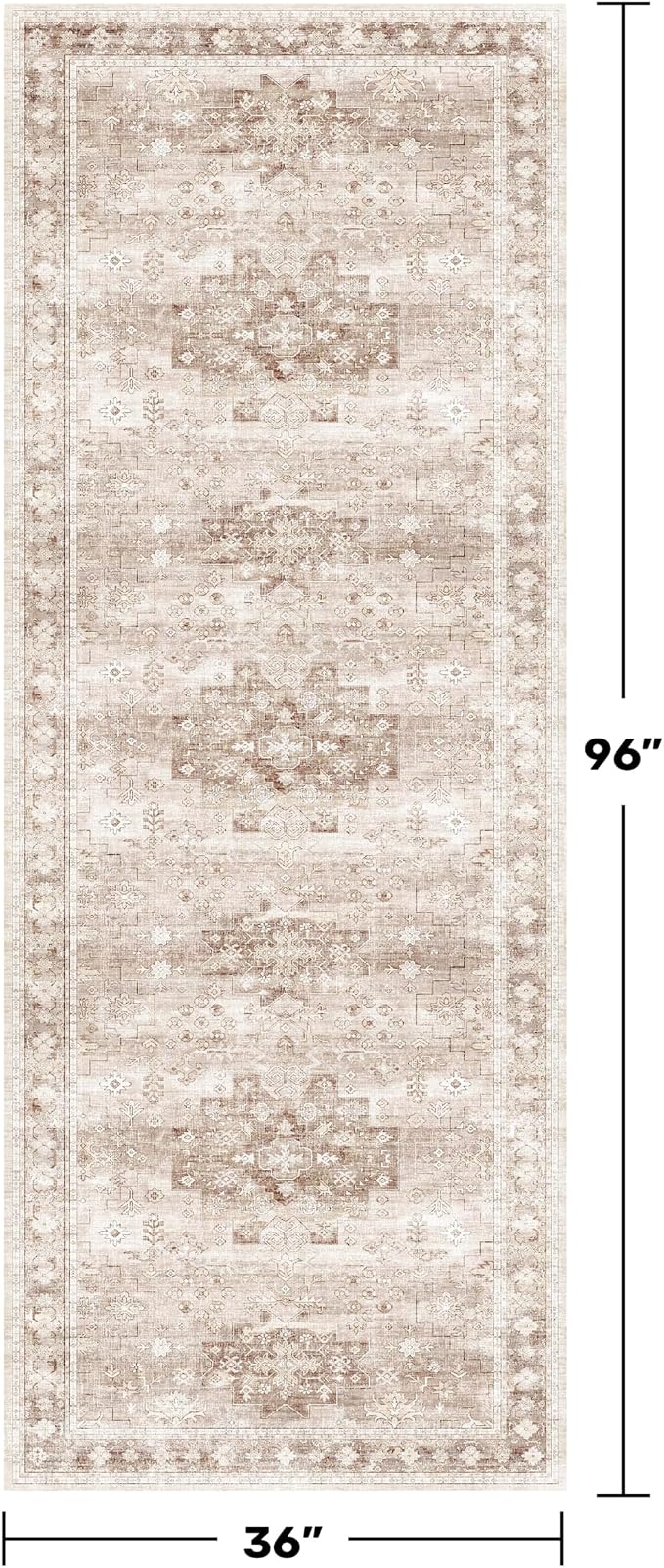 Beige Washable 8ft Long Runners - Image 2