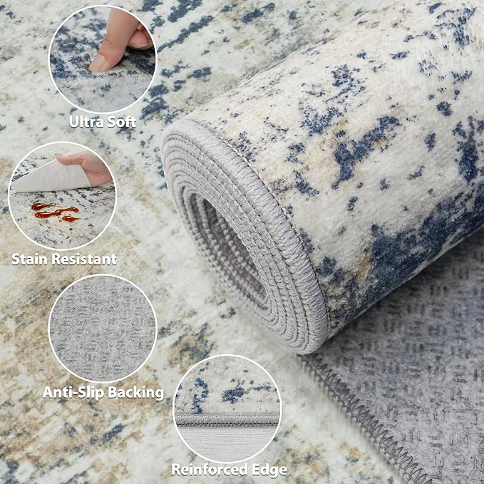8x10 Area Rugs for Living Room Bedroom: Abstract Washable Rug - Image 6