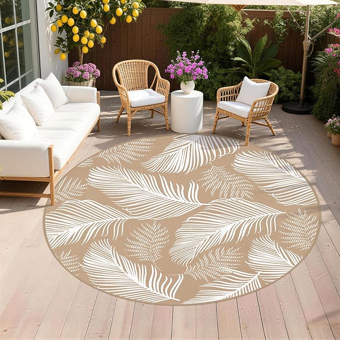 Pauwer Waterproof Outdoor Rug 8ft, Reversible Plastic Straw Patio Camping Rug by Pauwer