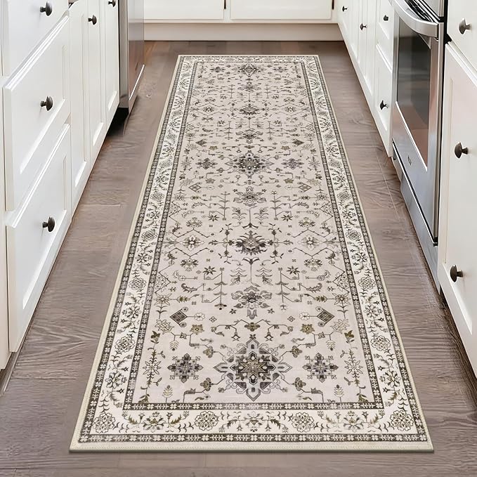 HEBE Washable Hallway Runner Rug 2'x 6' Non Slip Kitchen Rugs Runner, Low Pile by HEBE