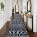 KUTA Long Hallway Runner Rug 2.6x16 Non-Slip Washable, Moroccan Vintage Black by KUTA
