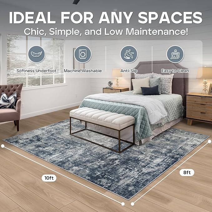 8x10 Area Rugs for Living Room Rug Washable: Modern Large Rug for Dining Room - Image 2