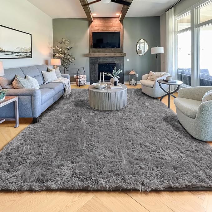 PAGISOFE Plush Area Rugs for Living Room 6x9 Ft, Ultra Soft Shaggy Grey Rugs - Image 9