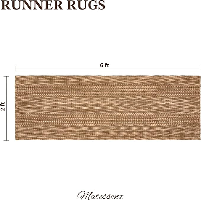 MatEssenz 2x6 Washable Runner Rug, Textured Natural Woven Low-Profile Hallway - Image 2