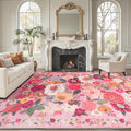 Pink Area Rugs 9x12 Washable Non Slip Floral Low Pile Large Rug by WelcometoBabovid