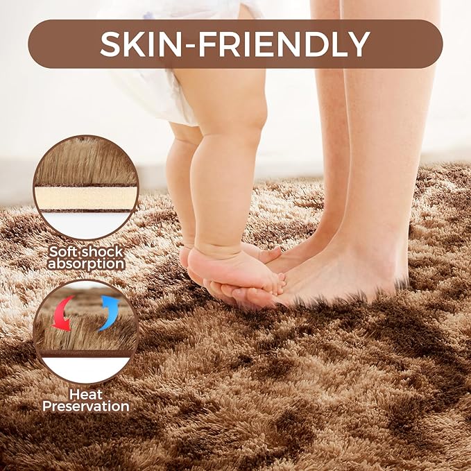Ultra Soft Rug for Living Room, 9X12 Fluffy Shag Area Rug for Bedroom, Modern - Image 5