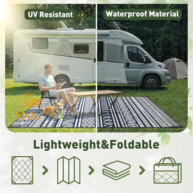 MontVoo Outdoor Rug Carpet Waterproof 6x9 Outdoor Patio Rug Mat Reverisble - Image 6
