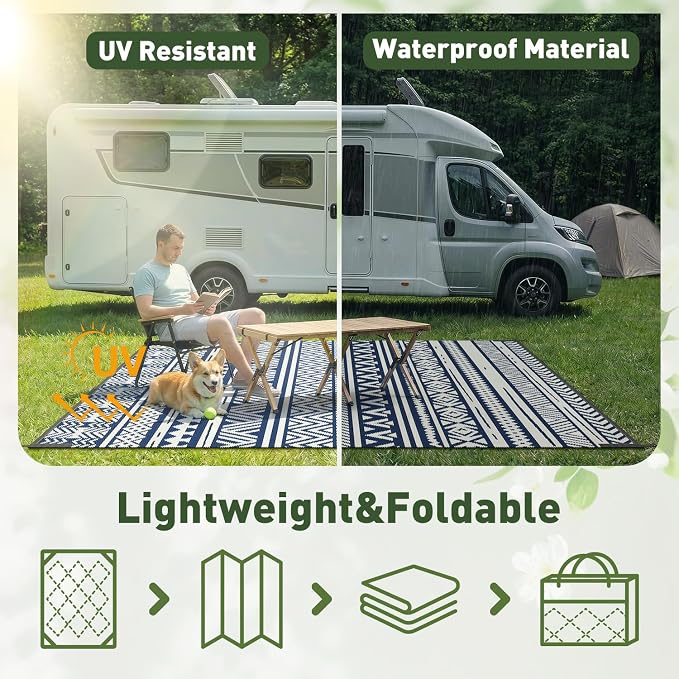 MontVoo Outdoor Rug 8x10 Waterproof Outdoor Patio Rug Mat Reverisble Plastic - Image 6