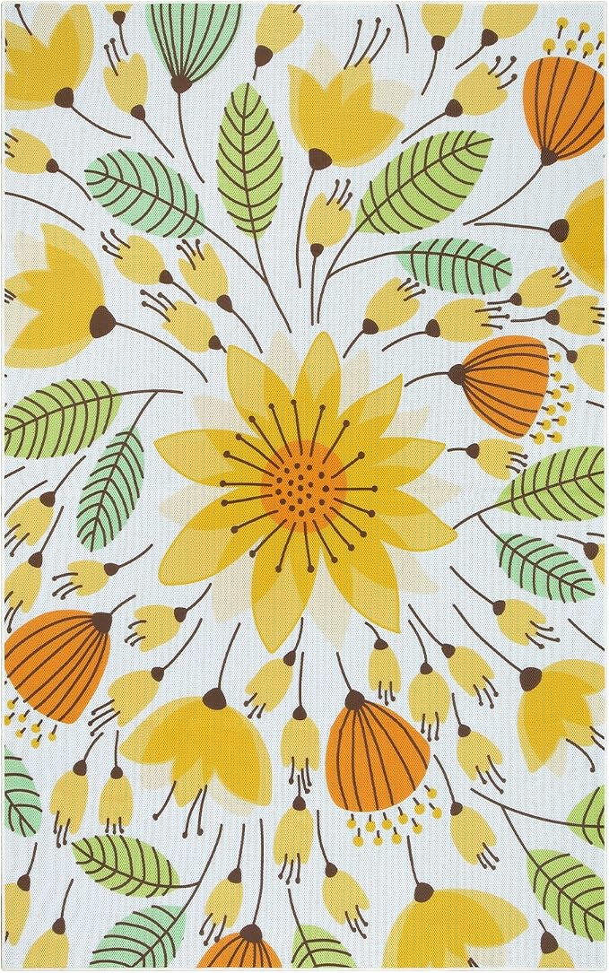 Lahome Floral Indoor Outdoor Rug, 5x8ft Non-Slip Outdoor Patio Rug - Image 7