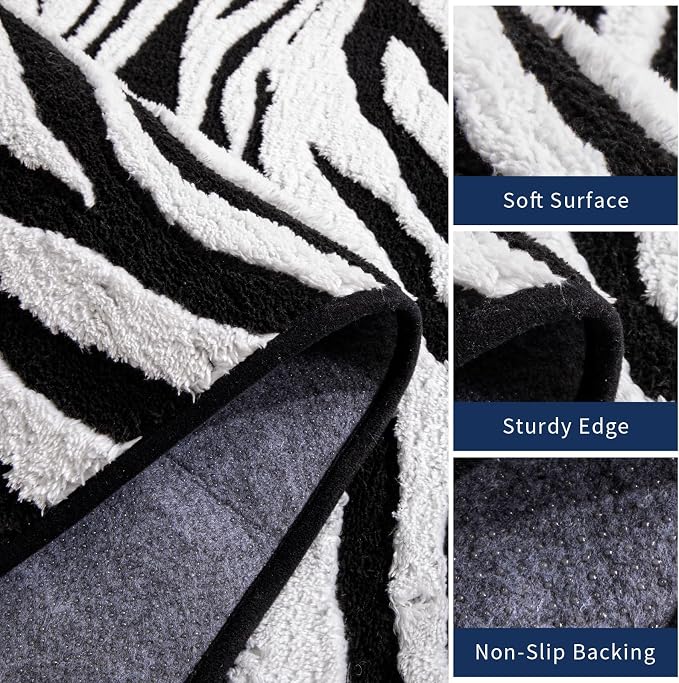 YIHOUSE 8x10 Ft Zebra Area Rugs, Abstract Modern Washable Black and White - Image 5