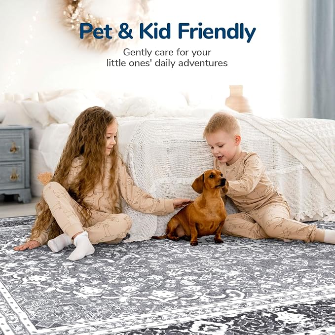 Lessymo 2 x 6 Runner Rug, Machine Washable Area Rugs Boho Faux Wool Low Pile - Image 9