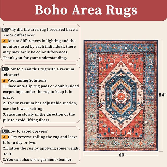SERISSA Washable Rug 5x7 Boho Area Rugs, Washable Large Rugs - Image 2