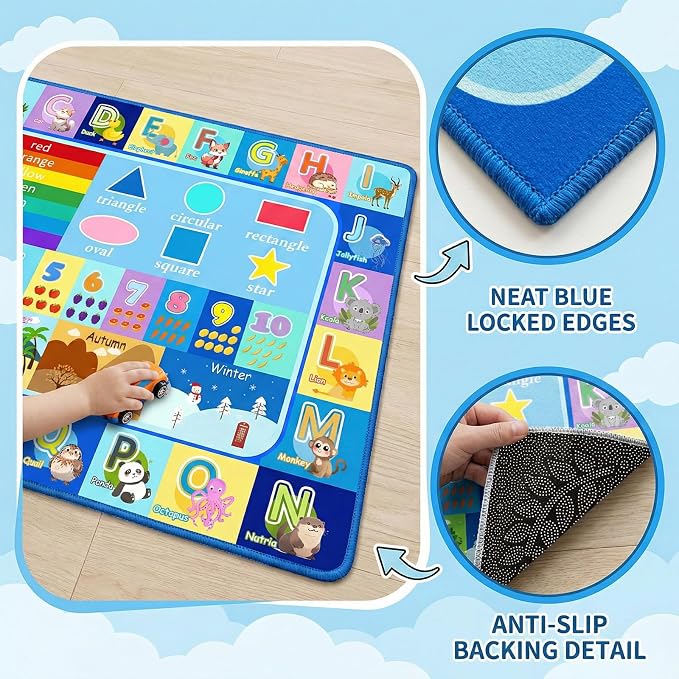 ABC Rugs for Kids Playroom Classroom, 4.5x6 Ft Educational Alphabet Rug - Image 2